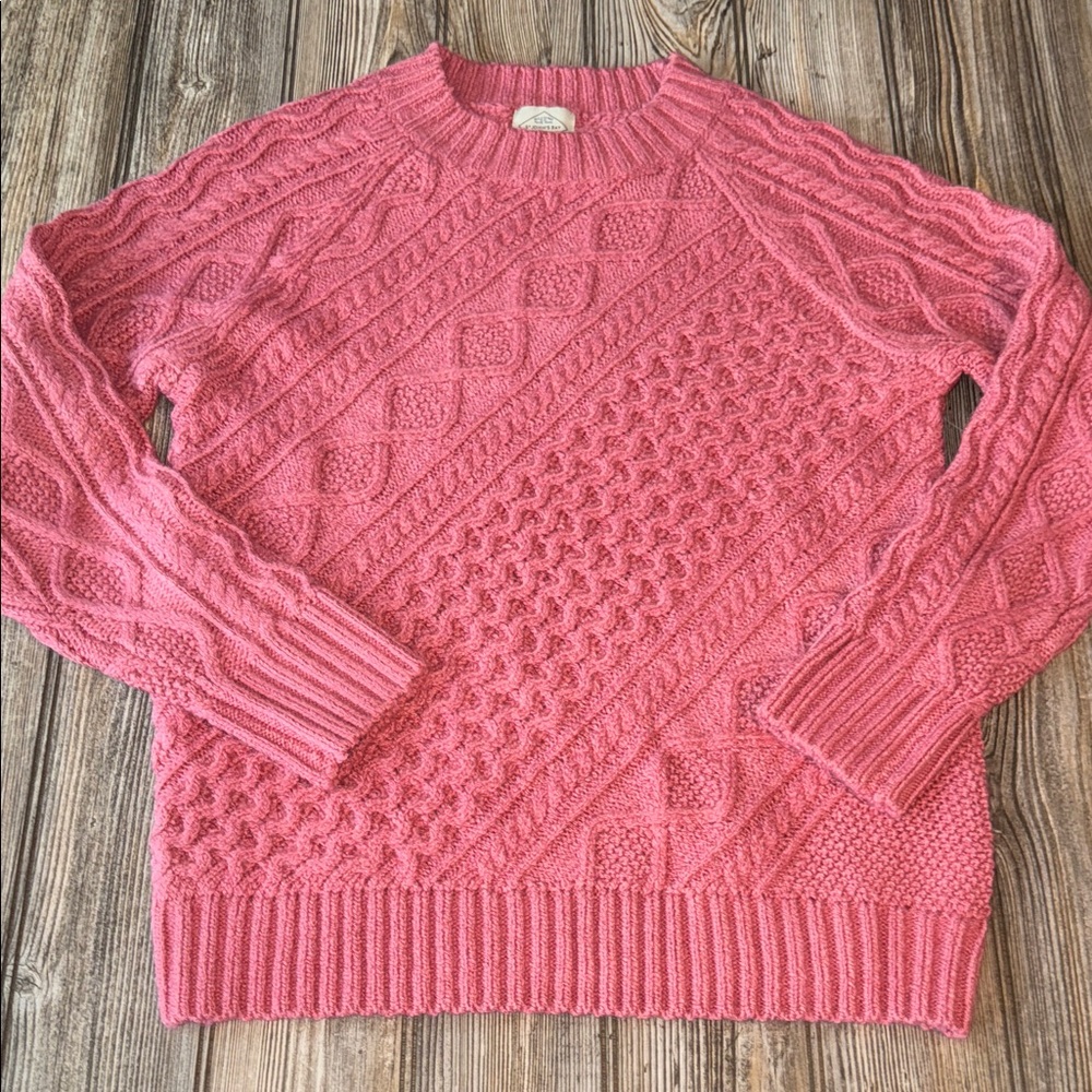 Cable knit sweater Rose pink small New St John’s Bay soft warm cozy NEW